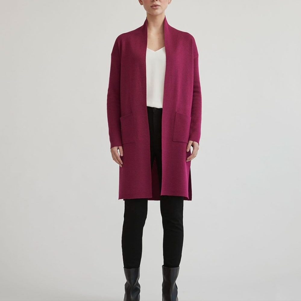 Dressy Long Open Cardi With Pockets